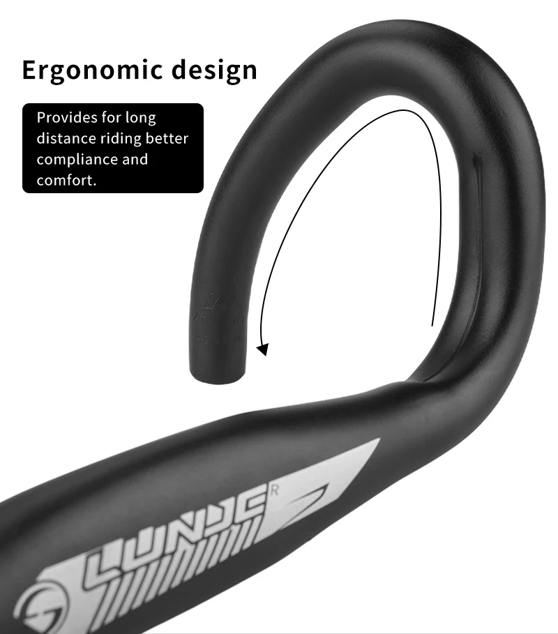 LUNJE Ultraleichter Rennrad-Lenker, Fahrradgriff, Racing Drop Bar, Fahrrad, reduziert Widerstand, gebogener Lenker, Fahrradteile – Detail 8