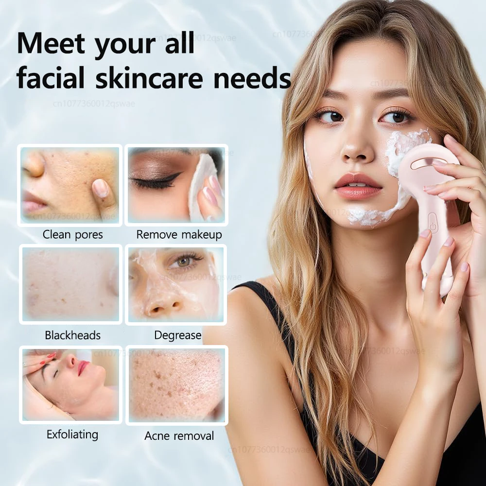 Electric SiliconeFace Cleansing Brush Facial Cleanser Vibration Roller Massage Deep Clean Brush Pore Exfoliating Cleanser 2