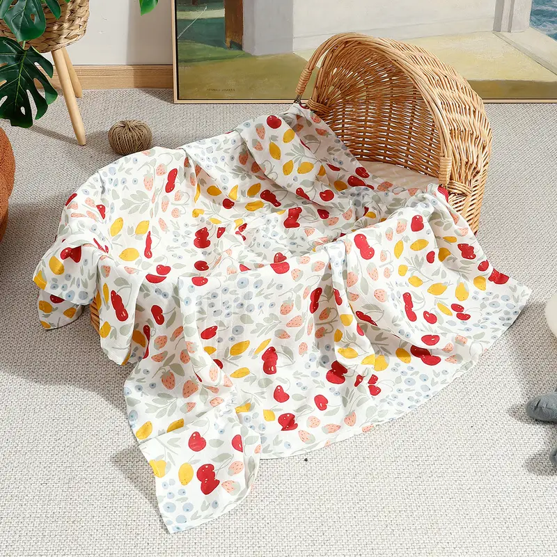 Elinfant Cute Soft Print Baby Towel Wrap 120x110cm Bamboo Cotton Baby Muslin Swaddle Blanket - Image 22