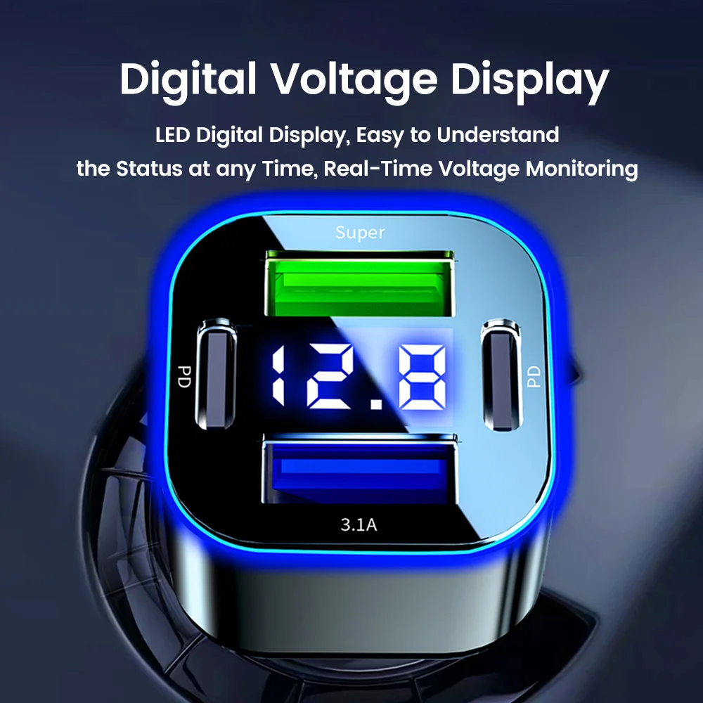 4 Ports 120W USB Car Charger Super Fast Charging PD Car Lighter Phone Charger car charger car phone charger phone charger phone charger adapter For iphone Xiaomi Huawei Samsung