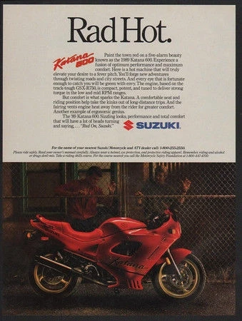 Suzuki-Katana Roja 1989 Para Motocicleta, Cartel De Estaado, Vintage, 800