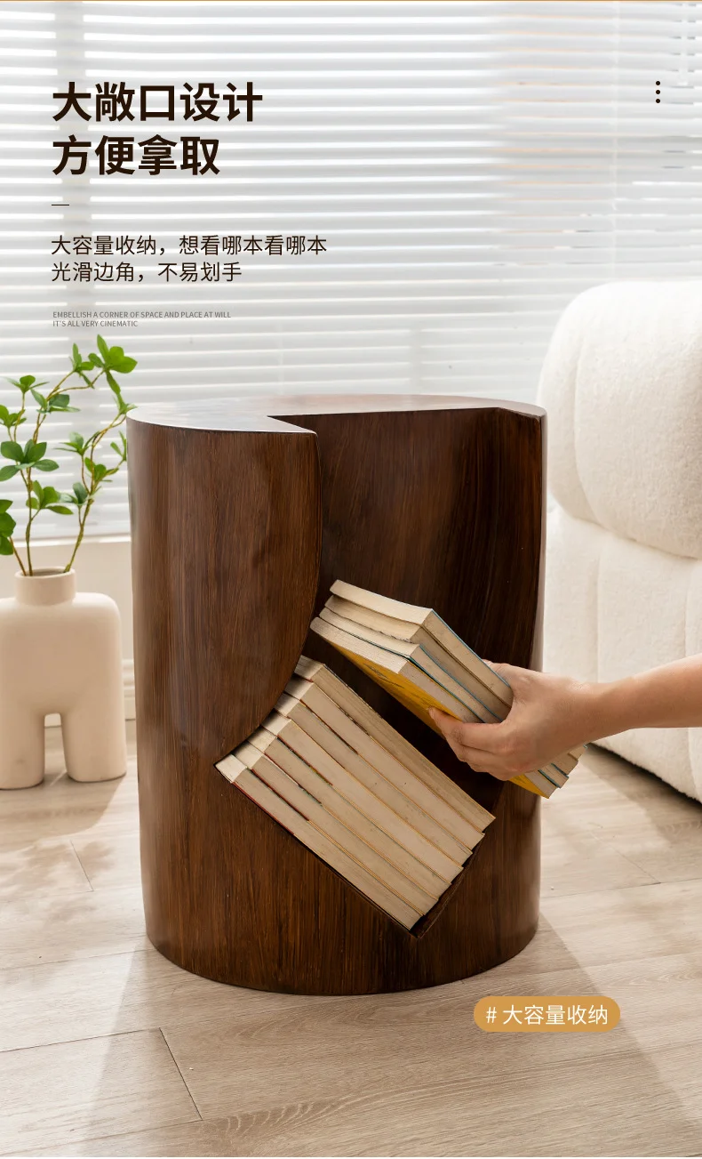 Light Luxury High-end Simple Side Table, Sofa Living Room Creative Wooden Pile Storage Internet Celebrity Book Side Cabinet