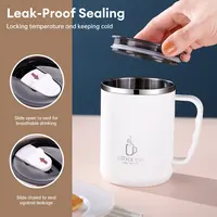 500ml Thermal Coffee Cup Double Wall Stainless Steel Heat Insulated Coffee Milk Mug with Handle and Lid Travel Drinking Tumbler 2