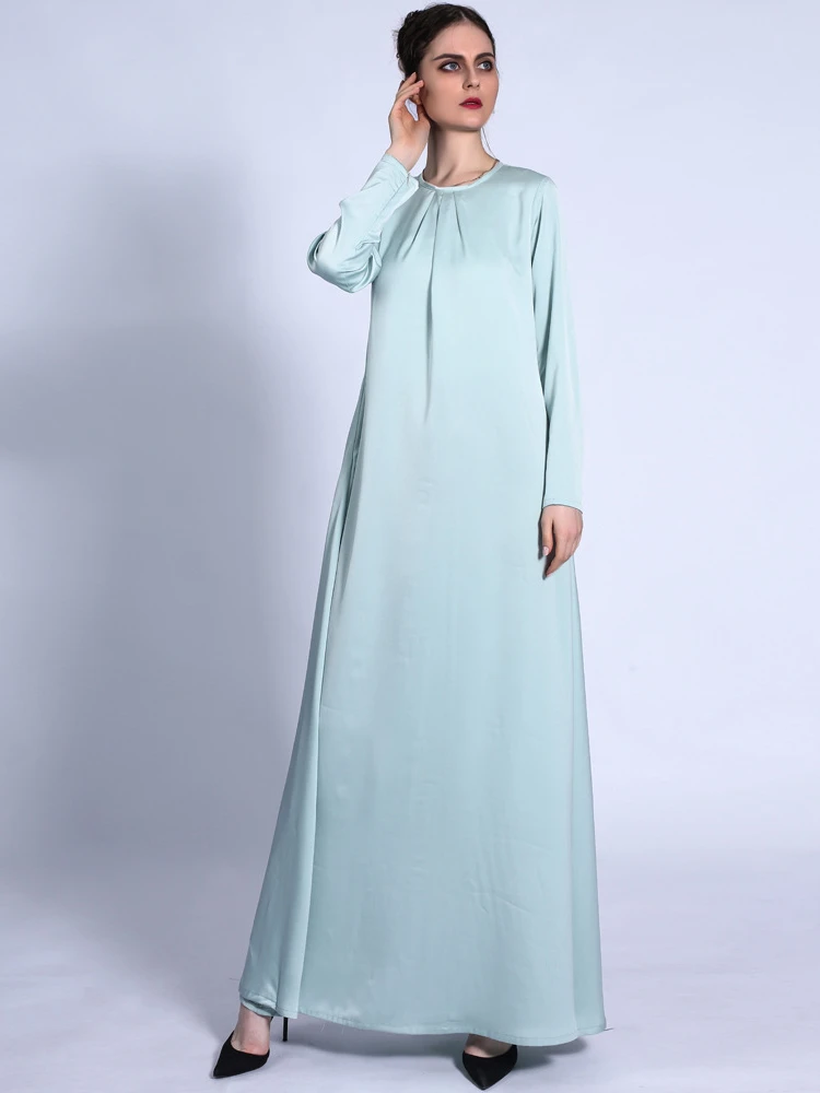 

Solid Dress O Neck Long Sleeve Eid Muslim Women Loose Dress Abaya Party Dresses Ramadan Abayas Caftan Kaftan Elegant Vestidos