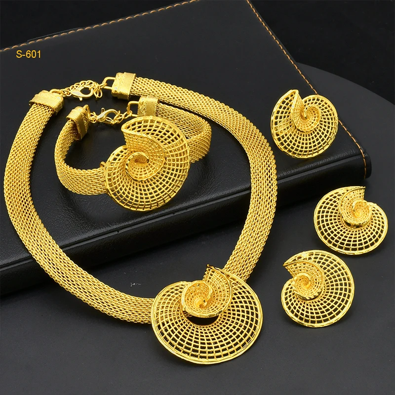 ANIID Jewelry Set for Women Chunky Necklace Earrings Dubai Gold Color  Bracelet African Fashion 4Pcs Jewelry for Party Wedding - AliExpress