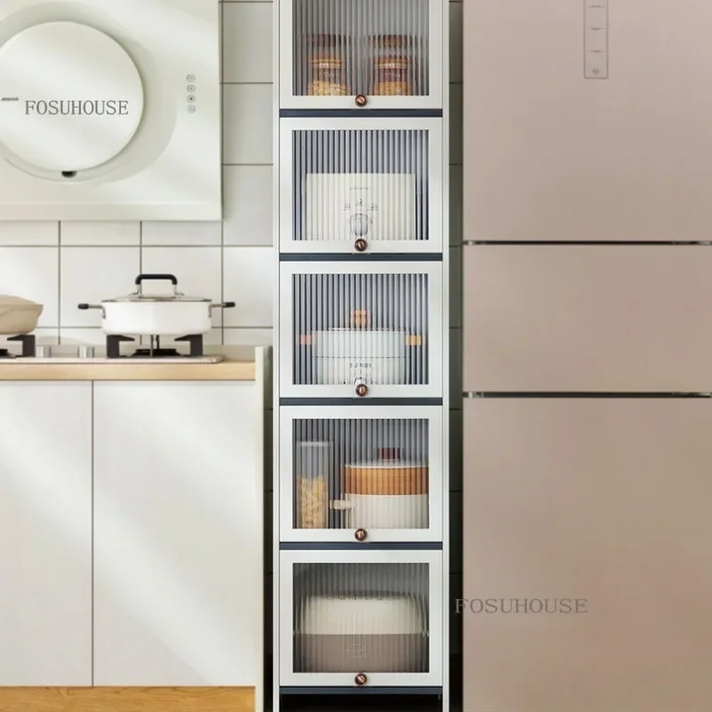 Multi-layer Kitchen Sandwich Sideboards Cabinets Floor-standing Dustproof Storage Rack Home et Cabinet with Door