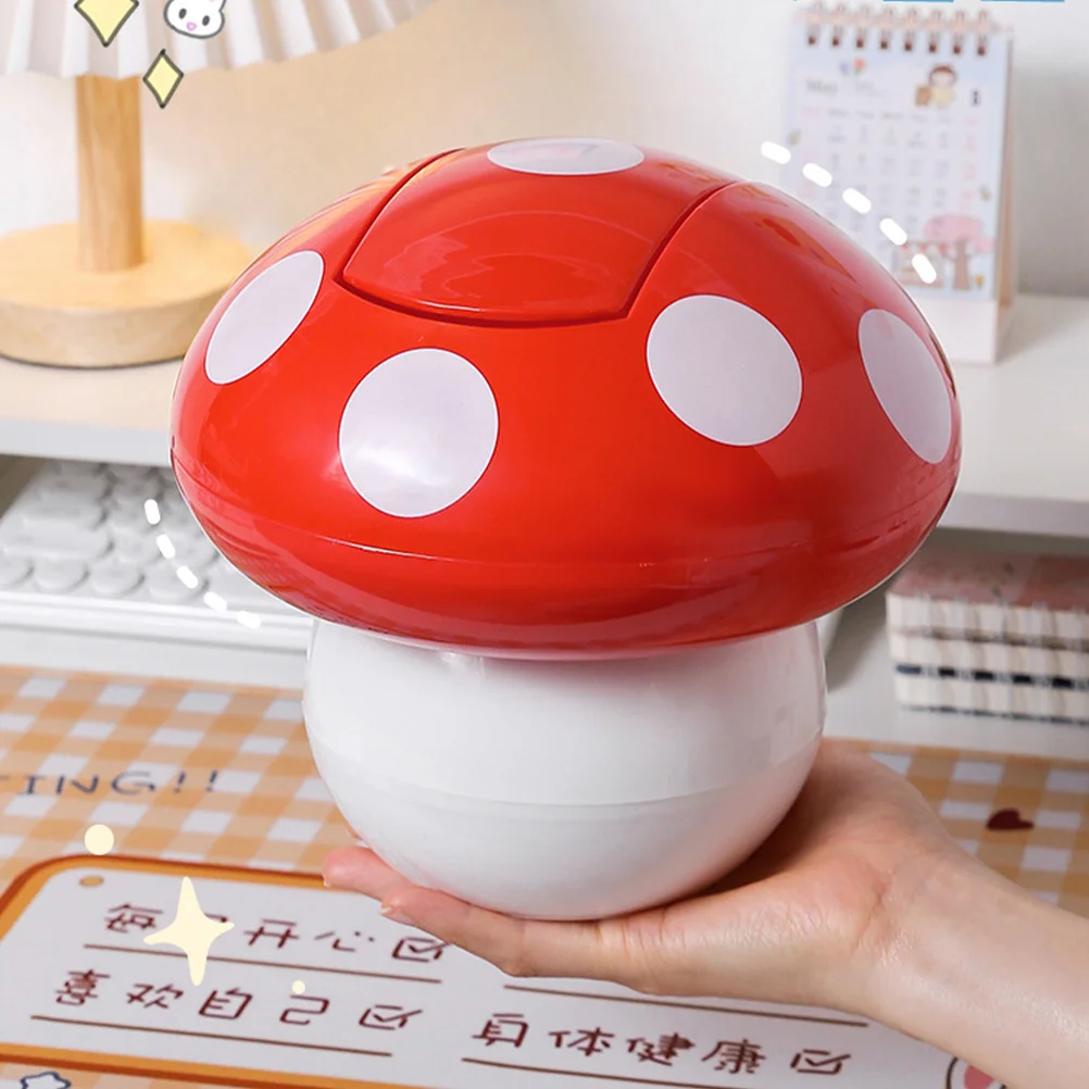 

Mushroom Trash Can Small Garbage Tabletop Container Tiny Waste Bucket Desktop Rubbish Bin Office Abs Holder Cartoon Food Cans