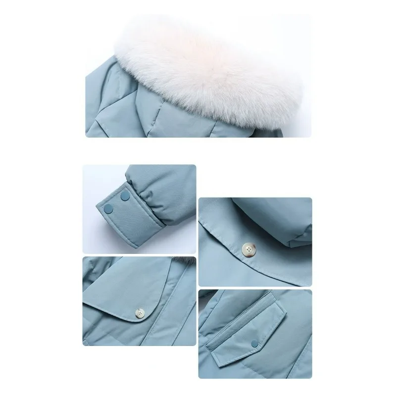 2023 New Women Down Cotton Coat Winter Jacket Female Mid Length Version Parkas Thick Warm Outwear Hooded Fur Collar Overcoat