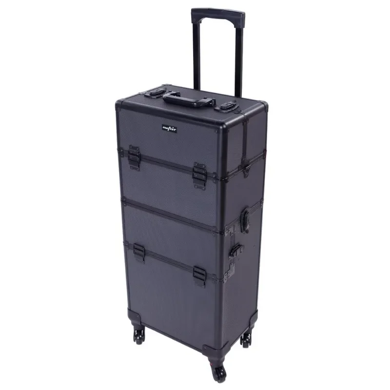 2 in 1 Rolling Makeup Train Case Professional Cosmetic trolley on Wheels Aluminum Nail Cart Cosmetic Suitcase for professional 2