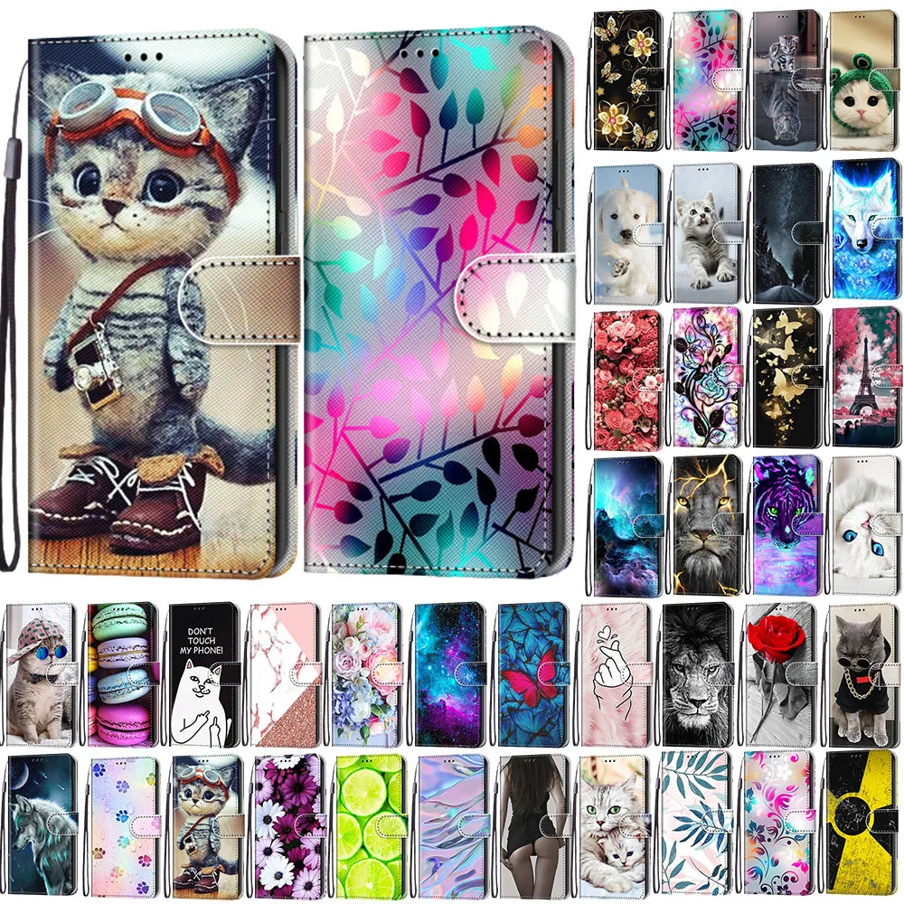 Fashion Leather Flip Case For Redmi 9 9A 9C NFC 9AT Personalized Painted Wallet Card Holder Stand Book Cover