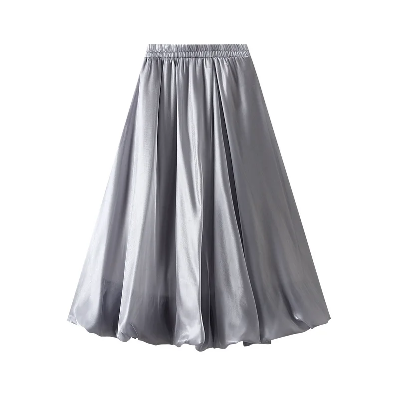 New In 2025 Summer Skirt For Women Bud Korean Fashion Sweet Female Luxury Design Solid Color Midi Long Elegant Skirts 5