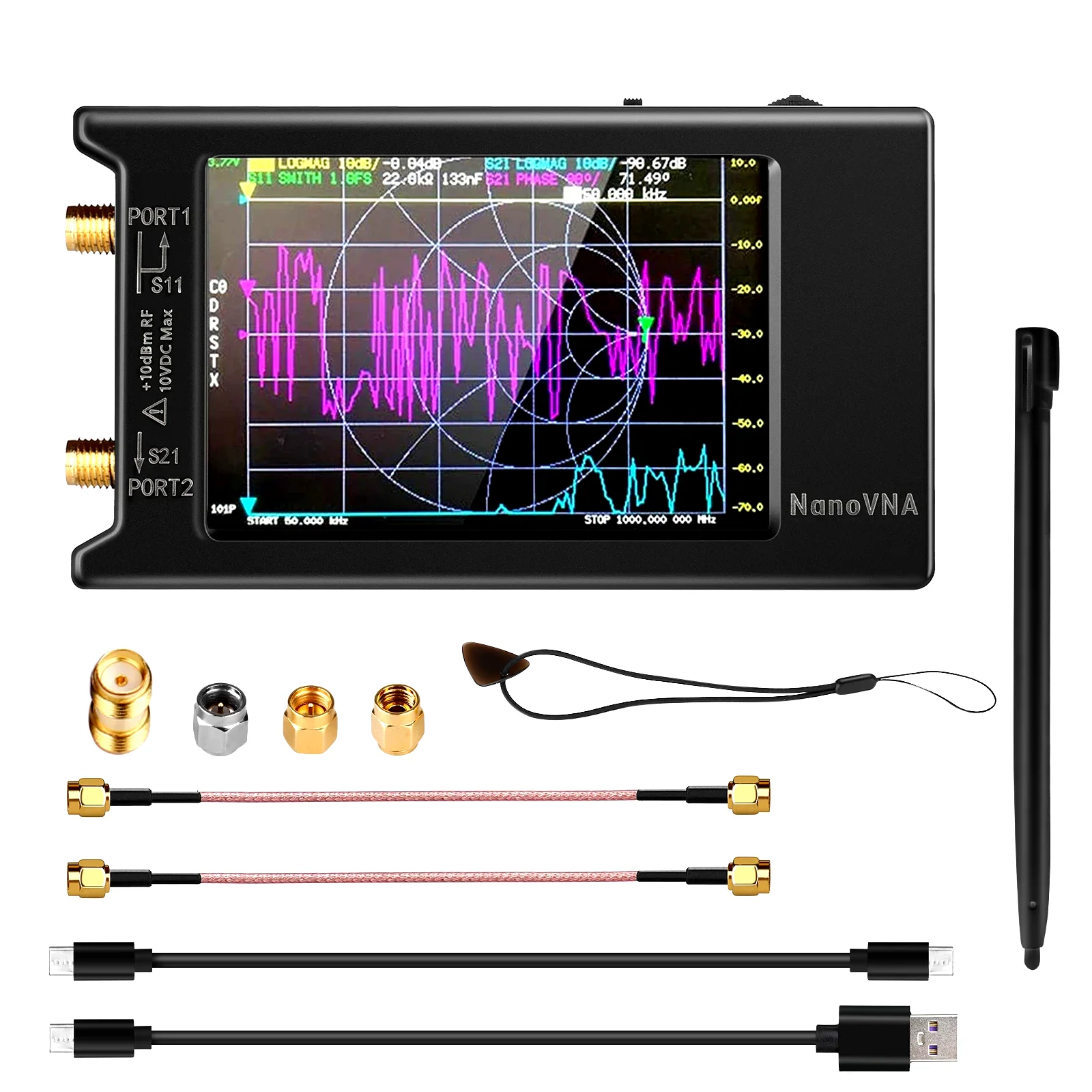 Vector Network Analyzer Antenna Analyzer NanoVNA H4 4inch SD Card Slot 10k-1.5GHz HF VHF UHF Version 4.3