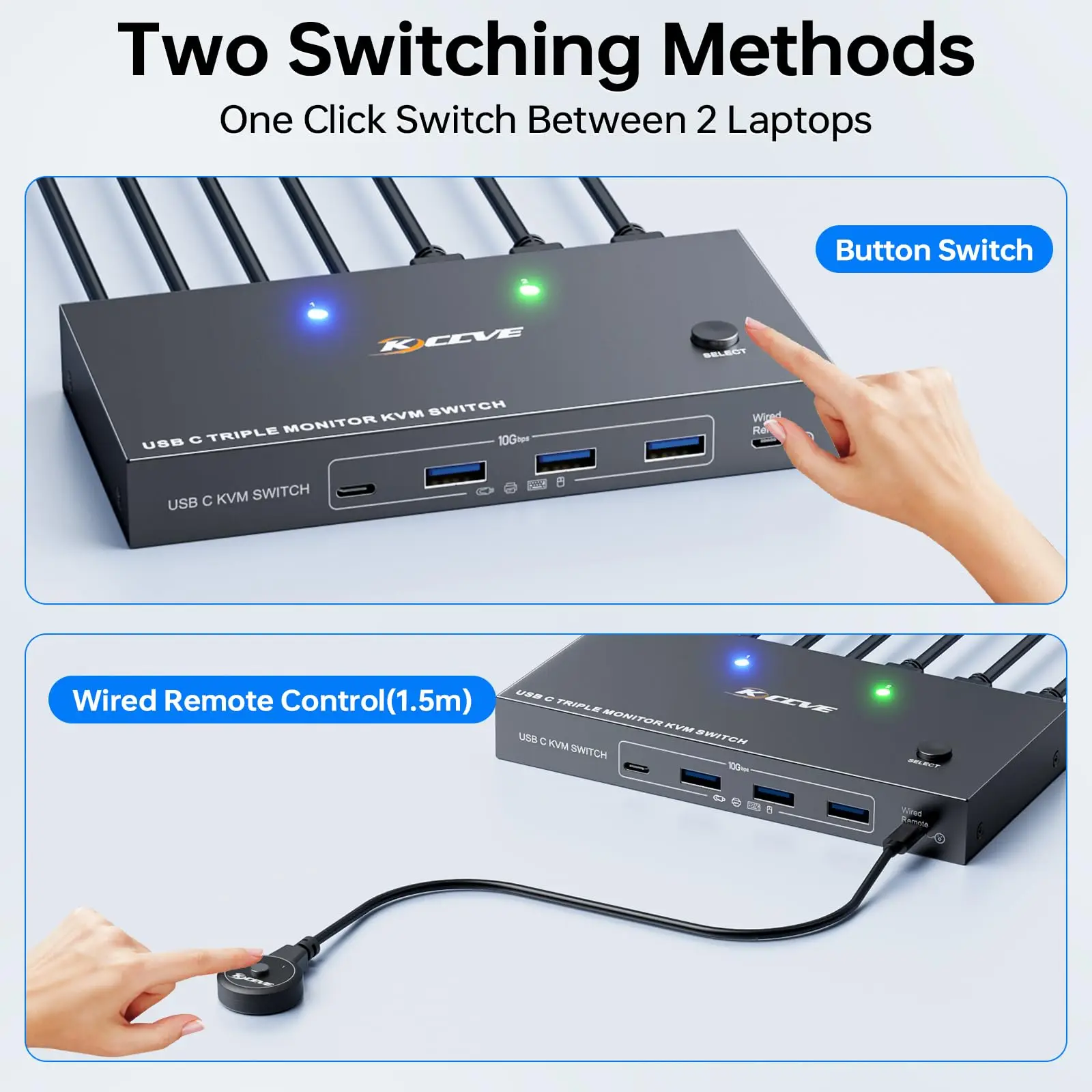 USB-C HDMI KVM Switch 2 Ingangen 1 Uitgang met 3 USB A-poorten 1 USB C