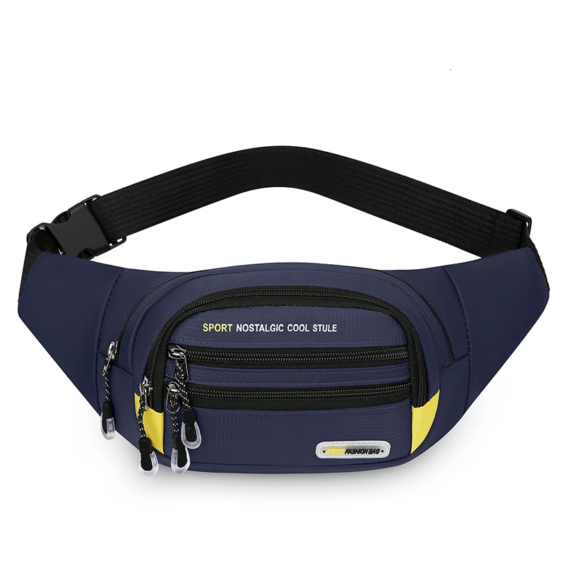 Men's waist bag, adjustable shoulder bag, multiple zipper pockets, multifunctional chest bag, durable zipper closure