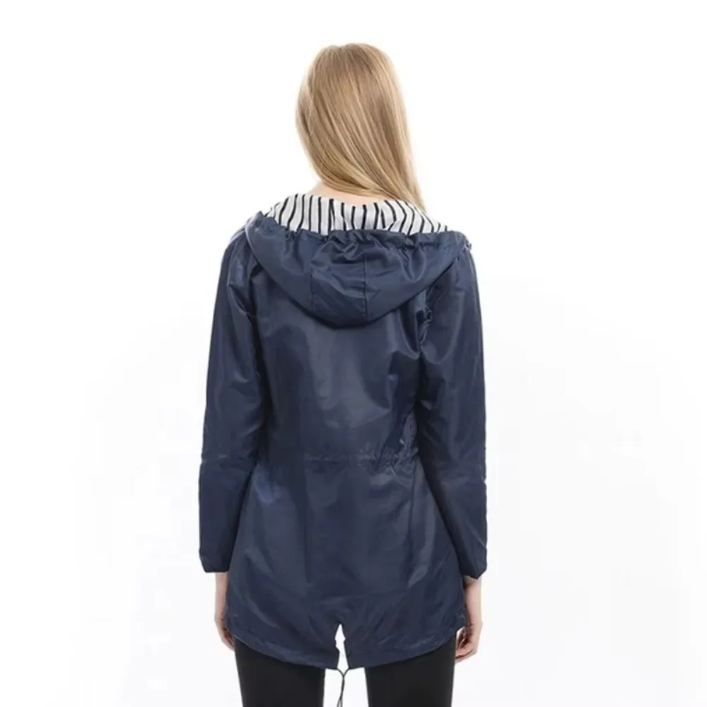 Hiking Clothes Women Womens Waterproof Raincoat Casual Basic Outdoors Trench Lightweight Drawstring Jackets sport jacket