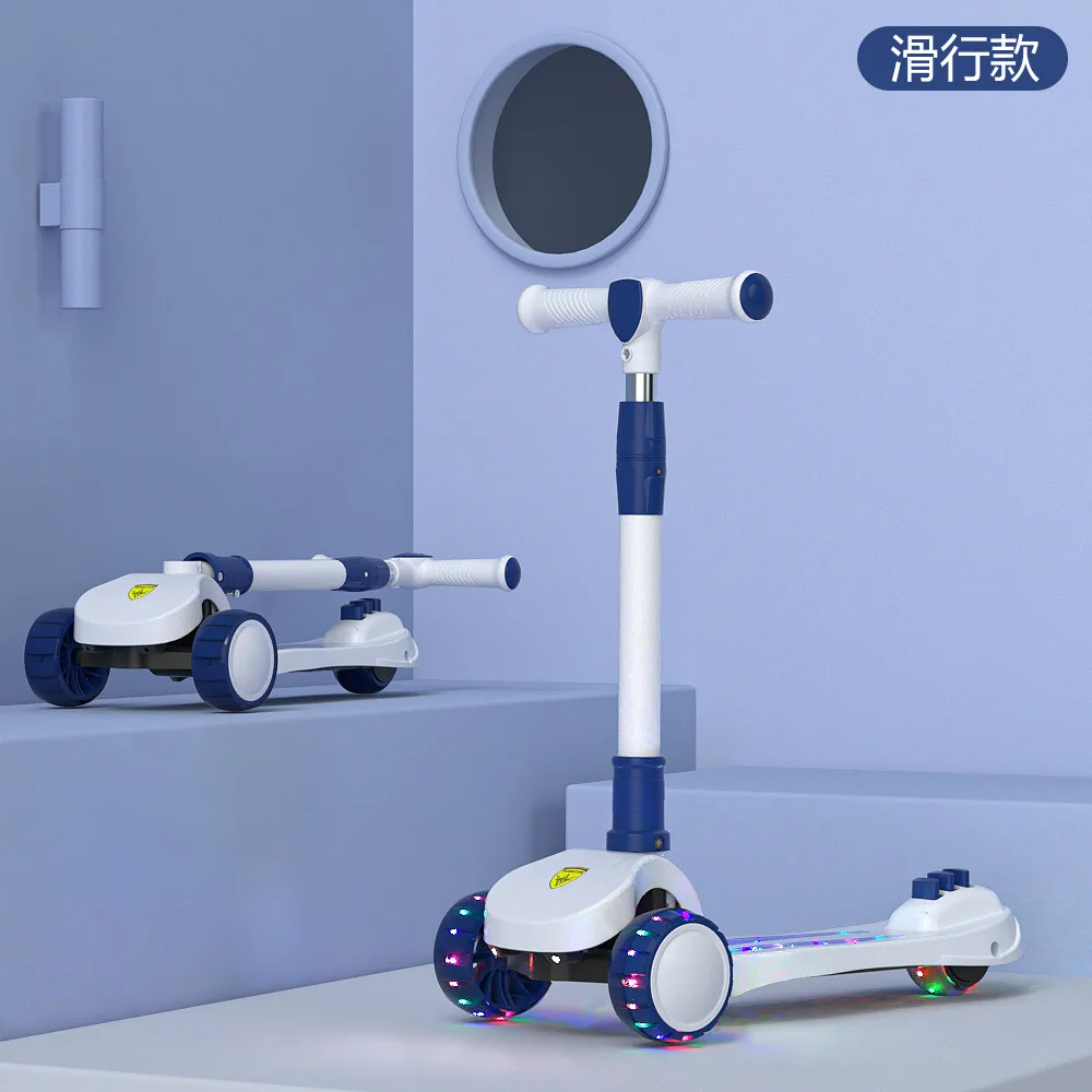 3 Wheel Scooter Portable Rotating Seat Flashing 2-12 Years Old Kids Scooter Music Light for Game Activity Yard Outdoor Playing