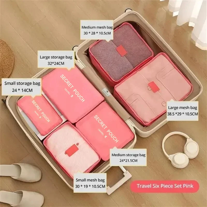 6pcs Travel Organizer Set - Durable Oxford Fabric, Fashionable Women's Packing Cubes For Clothes & Underwear, Hand Washable 2