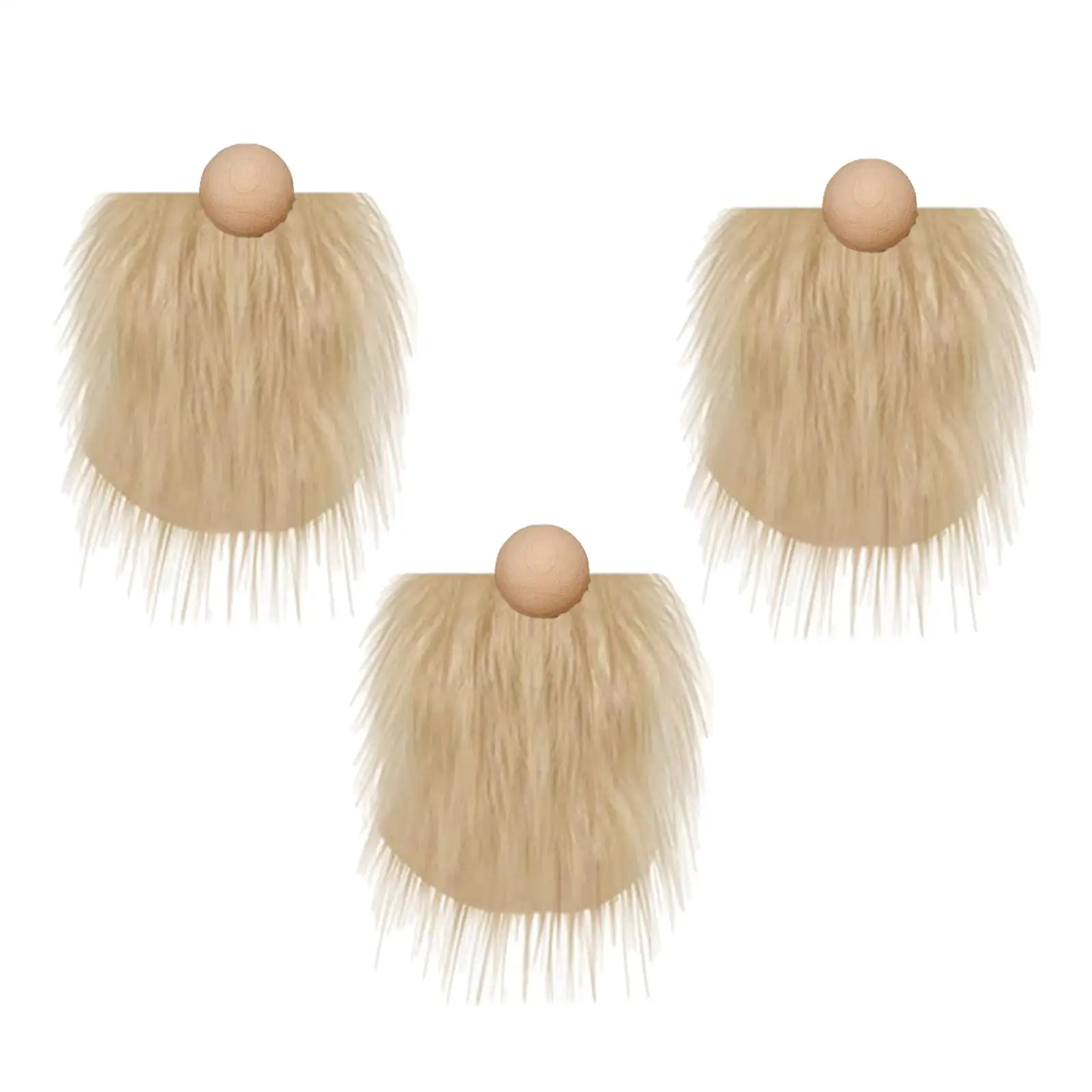 3x Pre Cut Gnome Beards Unfinished Wooden Balls Wood Gnome Nose DIY Crafts Supplies Gnome Beard Craft Fur for Holiday Christmas