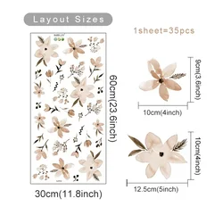 Boho Watercolor Floral Leaf Wall Decals (SL3052A)