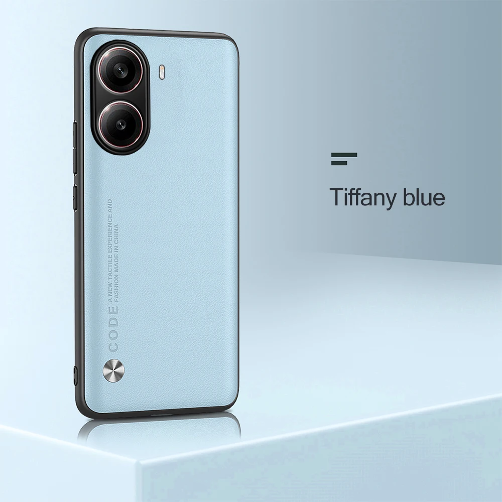 Leather Shockproof Case with Silicone Frame - Soft and Durable Back Cover