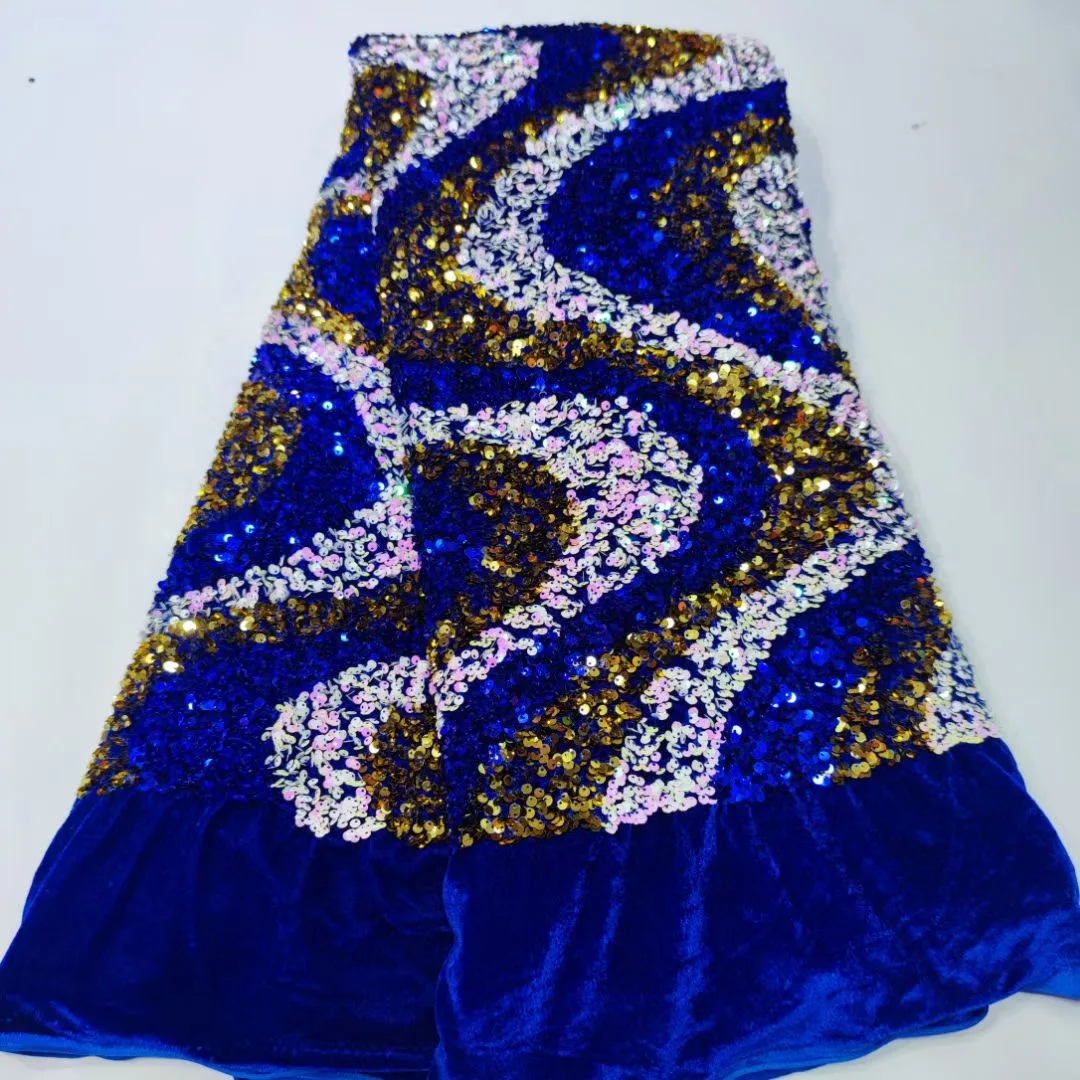 

(5yards/pc) Fully sequins embroidered African velvet lace fabric soft smooth Nigerain party lace for attrractive dress VYY004