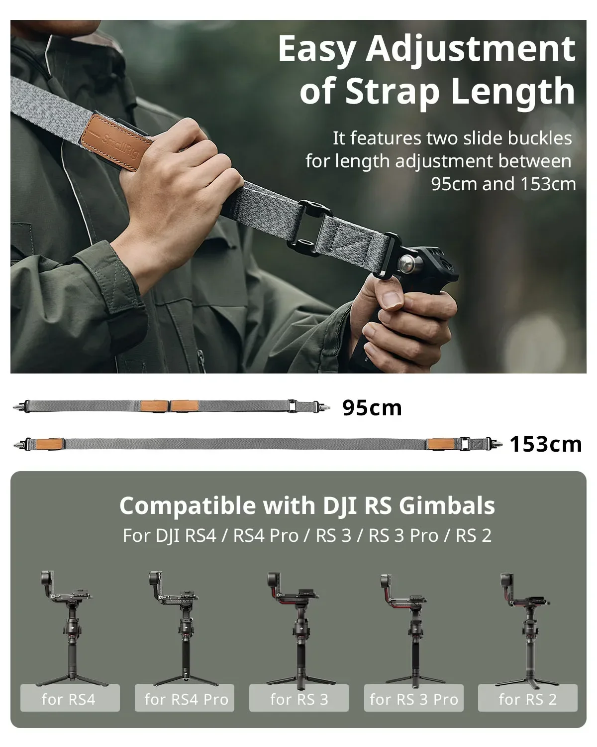SmallRig RS3 RS2 무게 감소 숄더 스트랩 DJI RS4/RS3 Pro/RS4Pro 4118용 DJI 짐벌 벨트용 슬링 핸들과 호환 가능