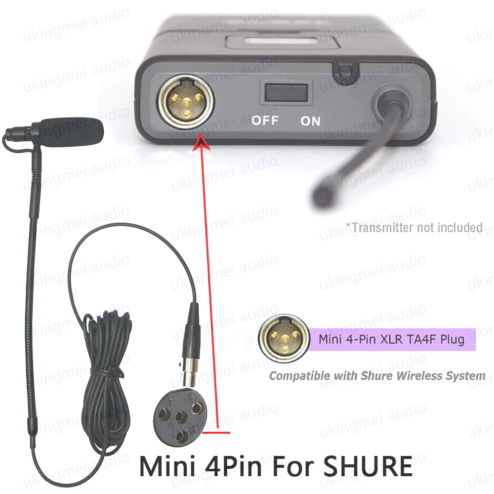 Violin Clip-On Musical Instrument Microphone for Shure Connector and Phantom Power Input Violin Fiddle Clip Gooseneck Microphone