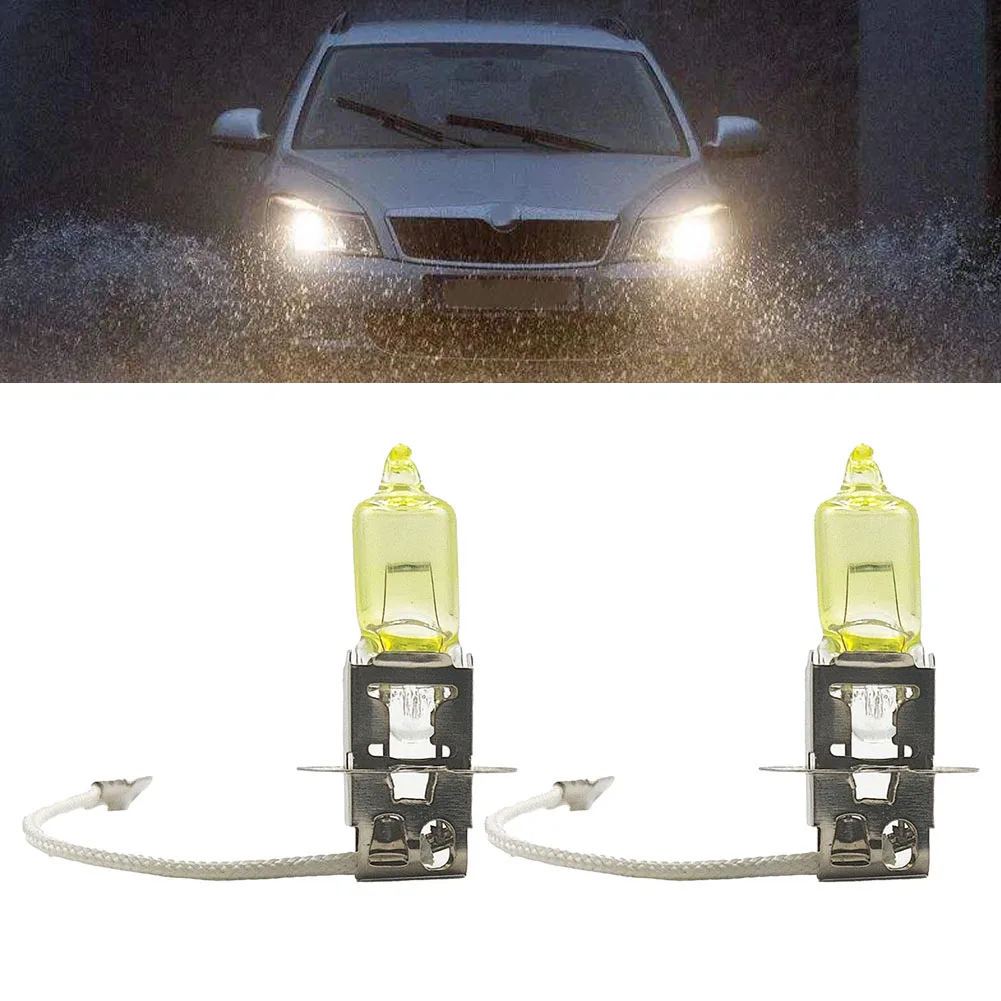 

2pcs H3 55W Car Halogen Headlight Bulbs Yellow Auto Fog Light Replacement Part 3000K Car Headlight Lamp