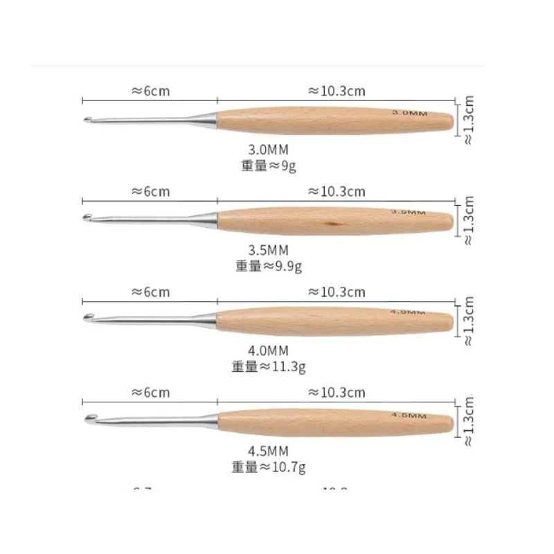 Handmade DIY Crochet For Knitting And Accessories Tool Single Head Wool Crocheting Wooden Handle Crochet Hook For Needlework