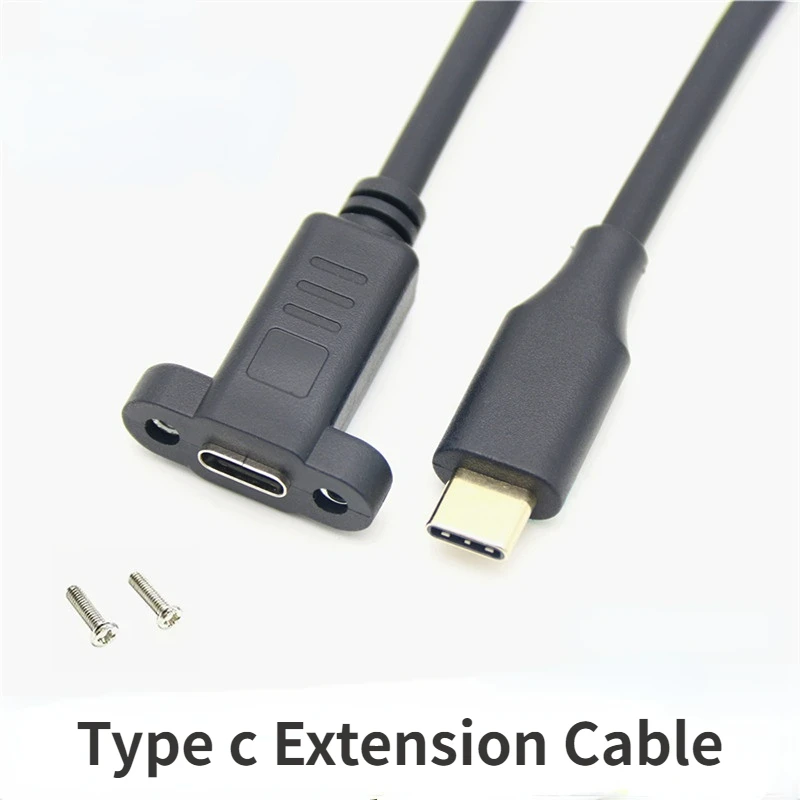 Usb c Fêmea para Extensor Masculino Extender Cabo de Dados Usb 3.1 tipo c Cabo de Extensão com Panel Mount Screw