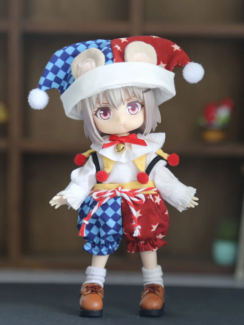 Ob11 Doll Circus Clown Costume Clothes With Doll Joker Hat For Molly, Gsc, Ymy Body, Ufdoll, 1/12 Bjd Doll