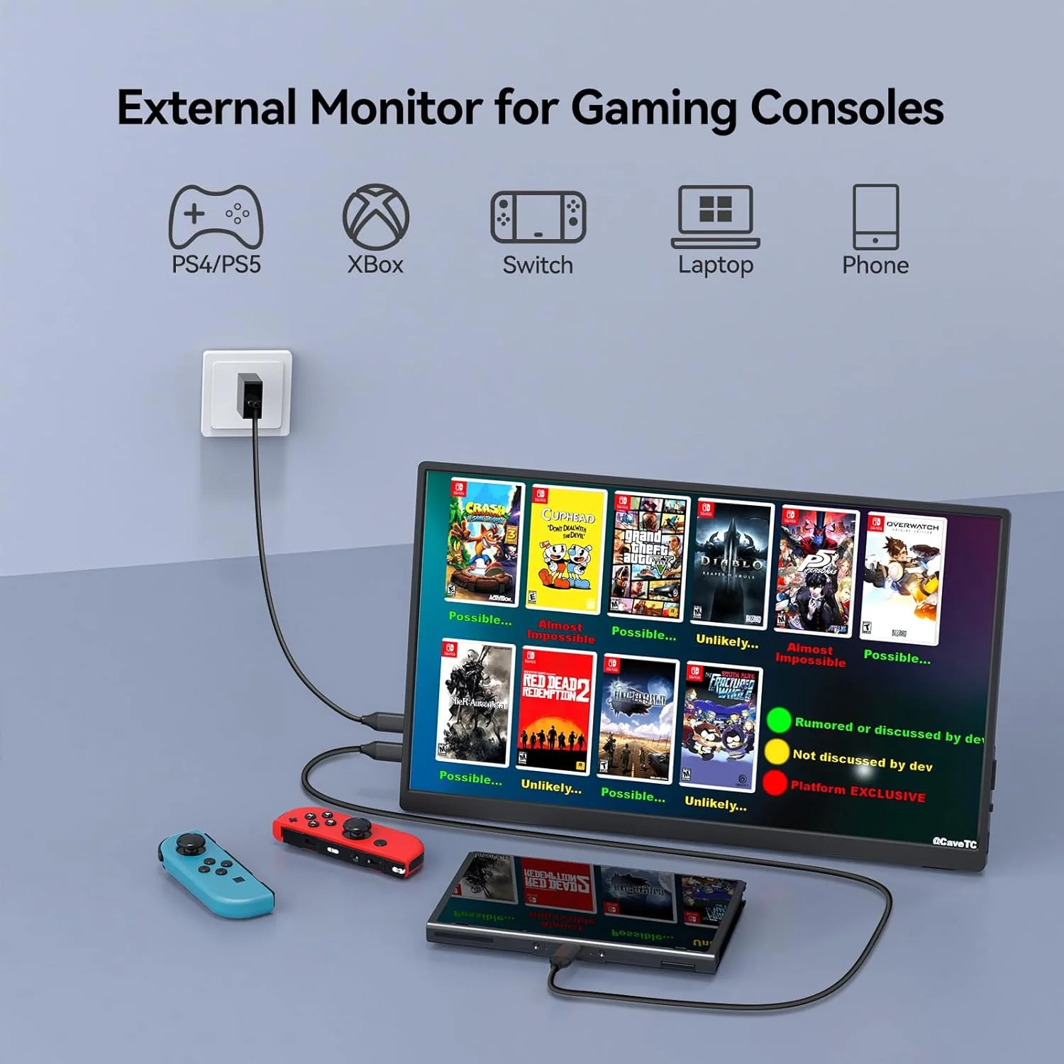 AHXJKA 15.6인치 휴대용 모니터 1920*1080P FHD IPS 16.9 노트북 폰 TV PS4/5 XBox Mac Steam Switch용 Type-C 미니 HDMI 포함