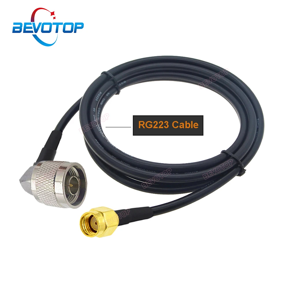 Rp-sma Macho para n Macho Ângulo Direito 90 ° Plugue Rg223 Cabo de Baixa Perda Duplo Blindado 50ohm rf Cabo de Ligação em Ponte de Extensão de Cabo Coaxial