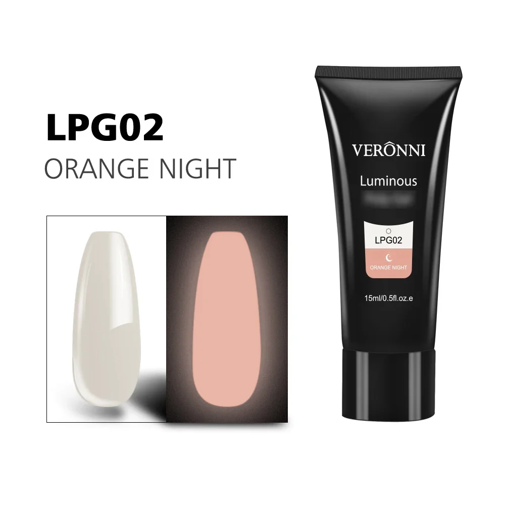 15ml Acrylic Nail Extension Gel Polish Glow in Dark Fluorescent Poly UV Builder Gel Crystal Quick Building Tip Manicure 5
