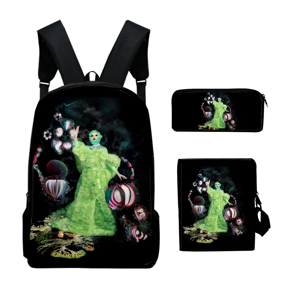 Popular Fashion Bjork Vintage 3D Print 3pcs/Set pupil School Bags Laptop Daypack Backpack Inclined shoulder bag Pencil Case