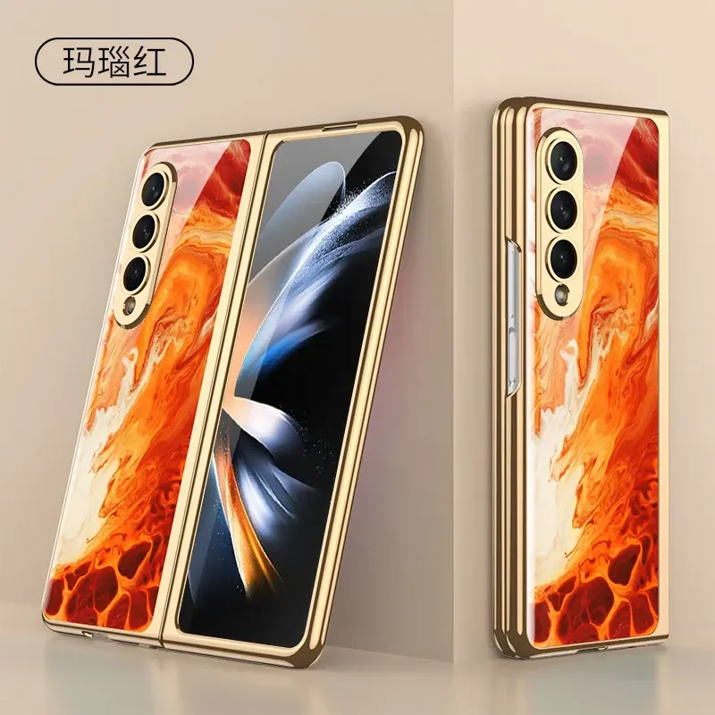 For Samsung Galaxy Z fold 3 case electroplated painted pattern tempered glass co