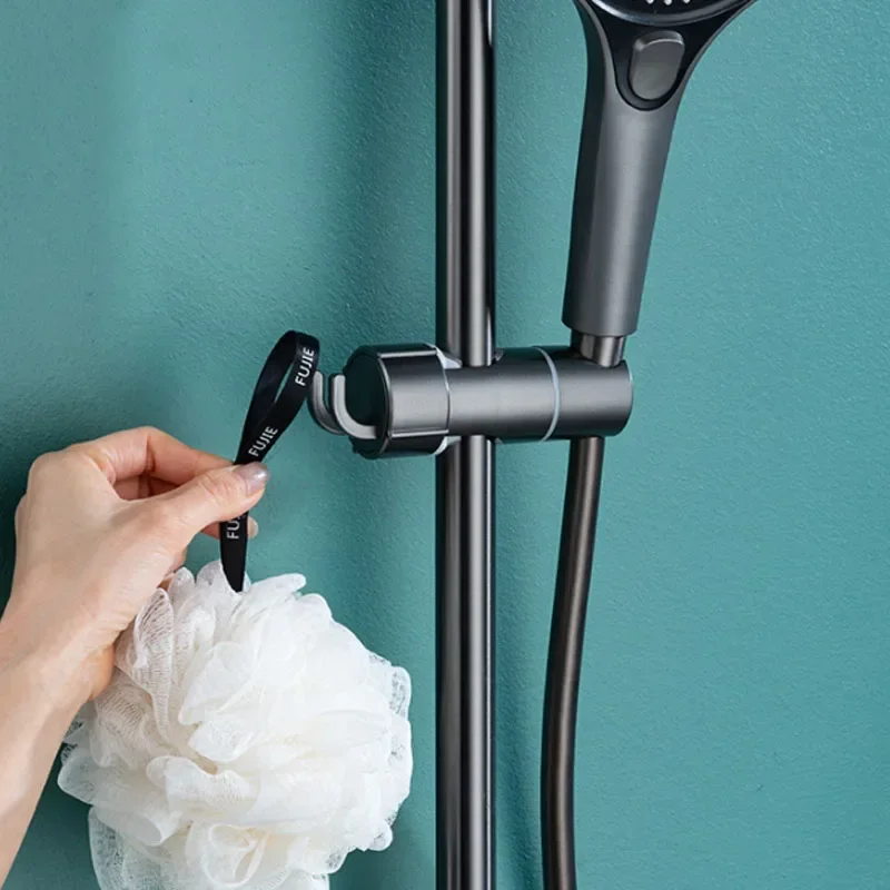 Adjustable ABS Shower Head Holder Shower Holder Clamp Showerhead Rail Slide Bracket Bathroom Accessories Rotation Hook Design 5