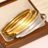 3Pcs/set Glossy Bangle Bracelet Stainless Steel Plain Hoop Bracelet for Women Jewelry Minimalist Style Cuff Waterproof Jewelry 3