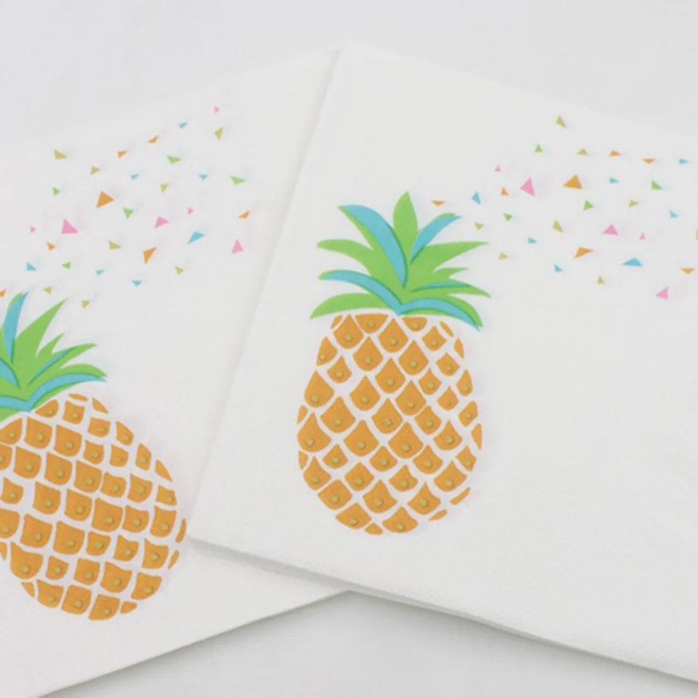 20 Sheets 33x33cm Pineapple Printing Napkin Disposable Paper Napkins Party Supplies for Party Banquet Daily Use