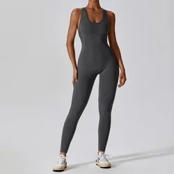 Women's Activewear Yoga Jumpsuit Fitness & Workout Set - S (Volcanic ash)