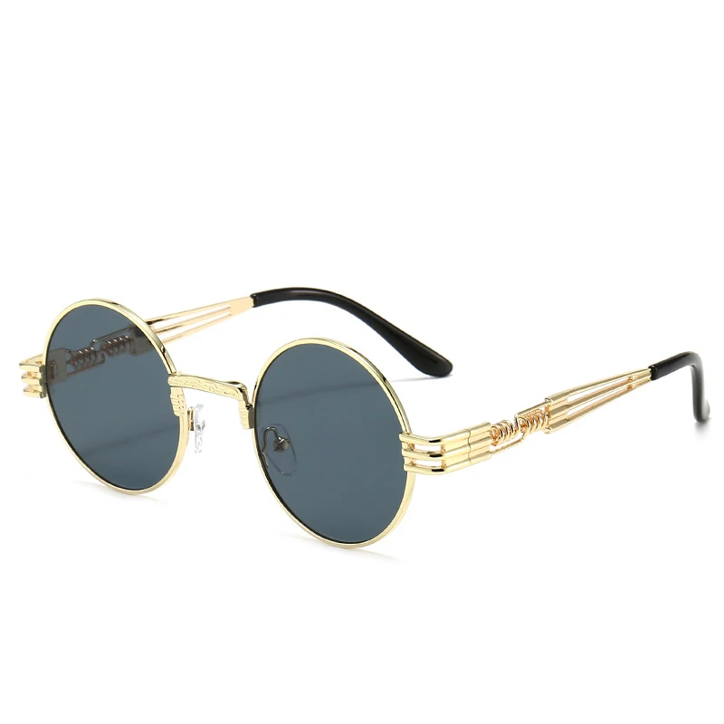 Gothic Steampunk Vintage Round Sunglasses - Metal Frame Shades, Unique Retro Punk Style, UV400 Protection