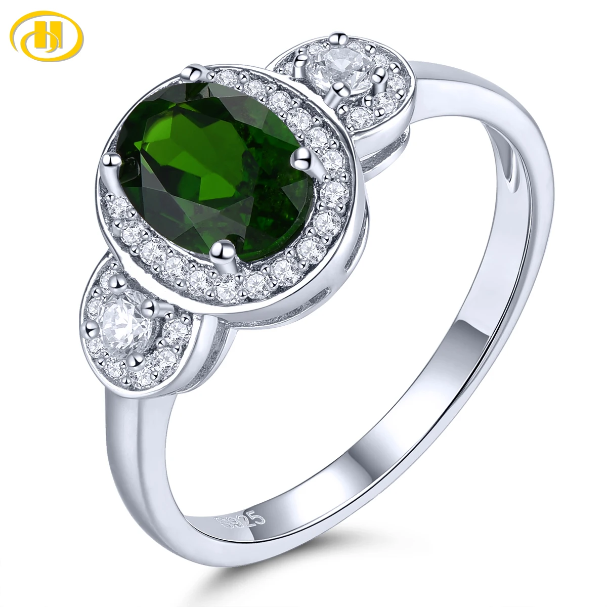 

Natural Chrome Diopside 925 Sterling Silver Ring 1.4 Carat Genuine Gemstone Special Style Fine Jewelry for Party Jewelry