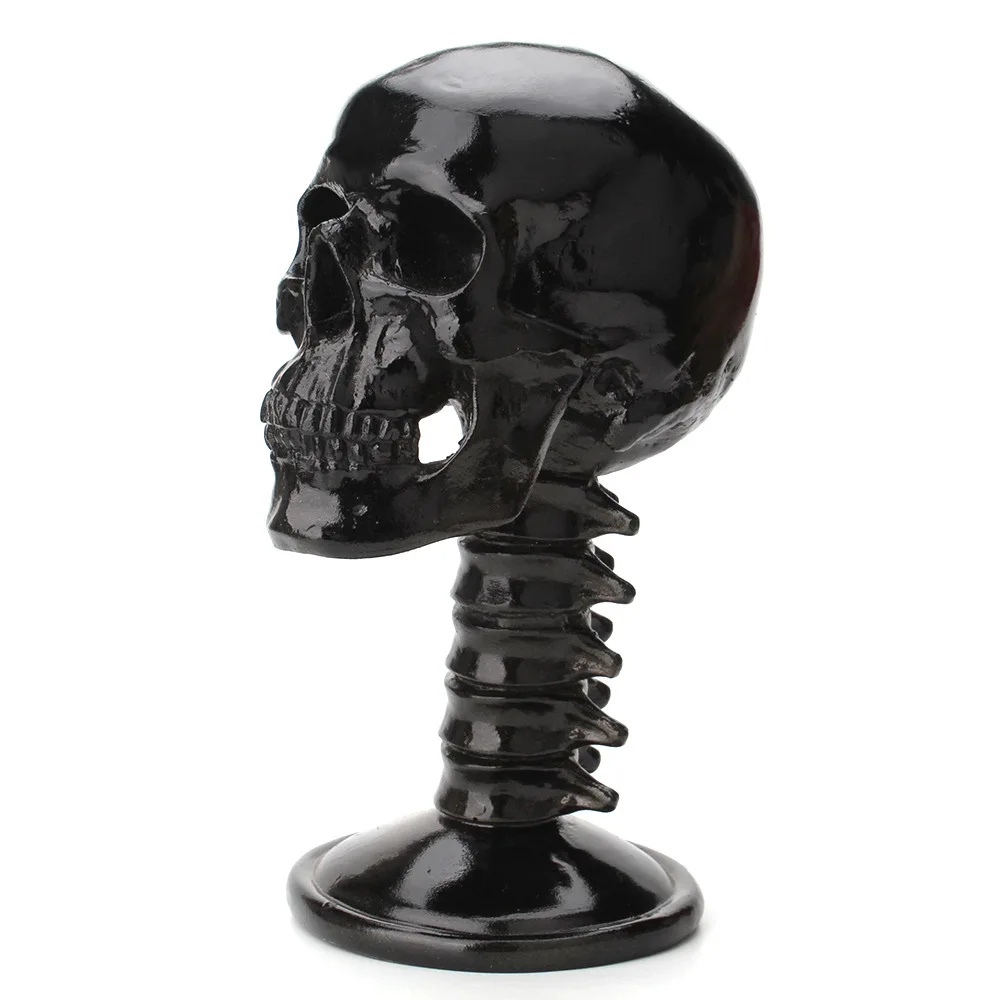 

Resin Back Skull Decoration Helmet Glasses Bracket Black Skull with Spine Table Decoration Figurines & Miniatures Crafts