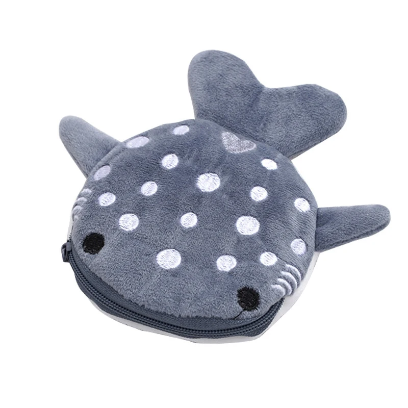 Coin Purse Wallet Portable Plush Bag Key Earphone Storage Pouch Zipper Cartoon Whale Shark For Kids coin purse,plush coin purse,coin wallet,change bag