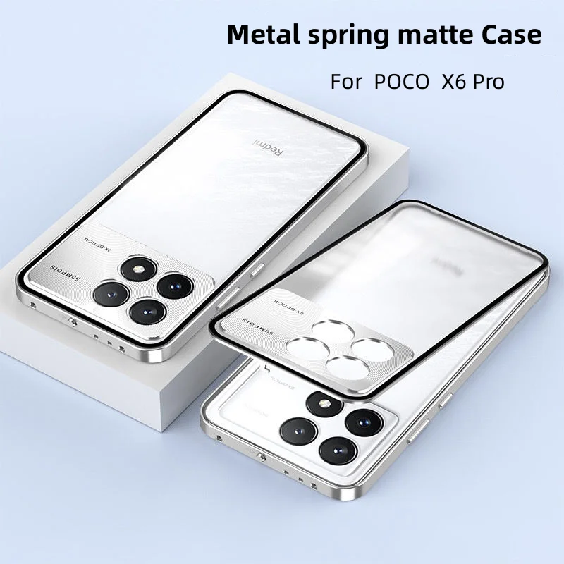 For Xiaomi POCO X6 Pro Case Metal Spring Matte Back Cover For POCO X6 X6Pro Magnetic Shockproof Bumper POCOX6Pro Funda