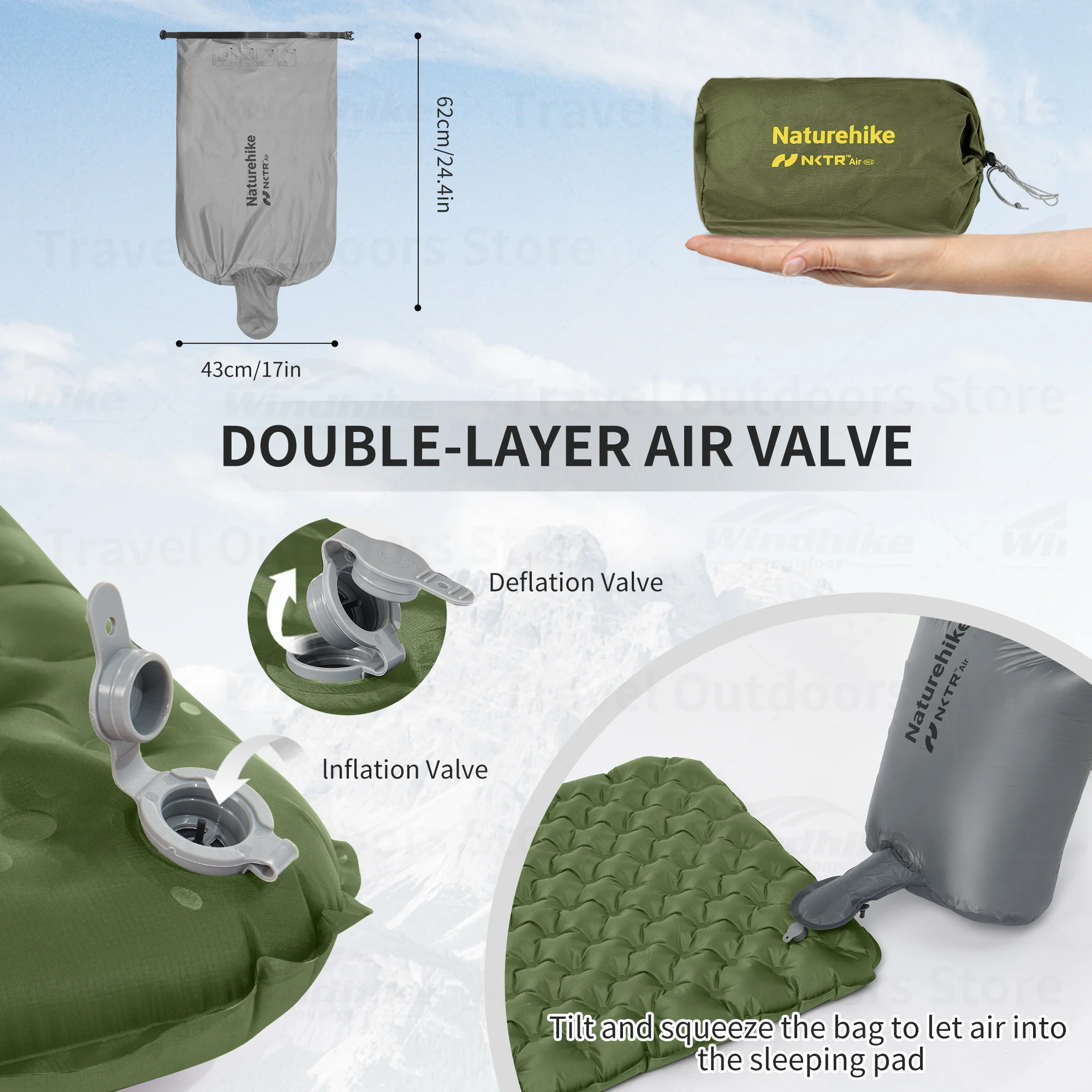 Naturehike R4.6 Ultralight Inflatable Mat Tent Pad Moisture-proof Cushion Travel Outdoor Camping Mattress Portable Air Cushion