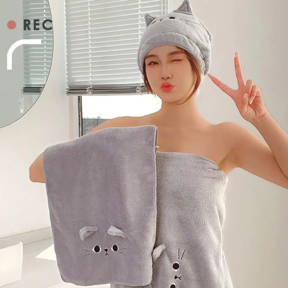 Description Picture 6 of itemHousehold Cartoon Cat Hair Towel Coral Velvet Absorbent Bath Towel Thicken Cute Quick Drying Shower Towel