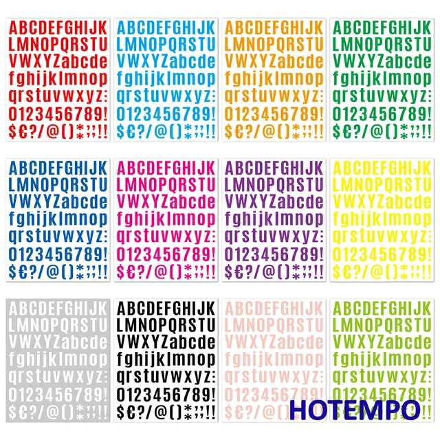 Alphabets Number Stickers, Party Gift Card Letter Scrapbook, Colorful Style, for DIY Creative Decoration, Funny Vinyl Sticker