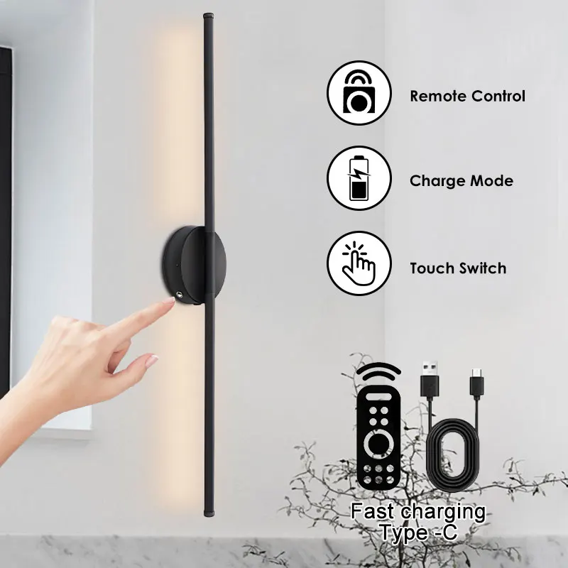 Nordic Wireless Touch Switch Dimmable LED Wall Lights Decor for Corridor Stairs Rechargeable Battery LED Wall Lamps Sconce