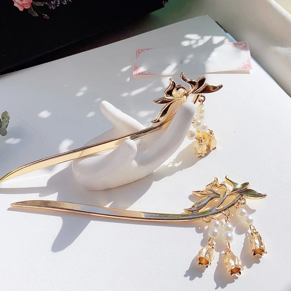 Hair Styling Tradizionale Magnolia Perla Nappa Bacchette Hair Pin Chignon Pin Magnolia Hair Pin Bacchette Per Capelli Stick Per Capelli